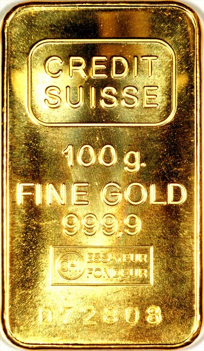 Our 100 Gram Credit Suisse Gold Bar Photo