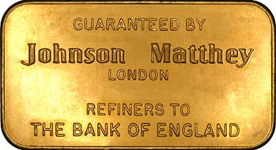 Johnson Matthey Refiners to the Bank of England on 100 Gram Gold Bar