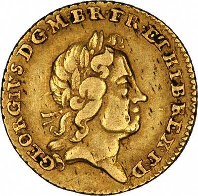 Head of George I on Obverse of 1762 Quarter Guinea