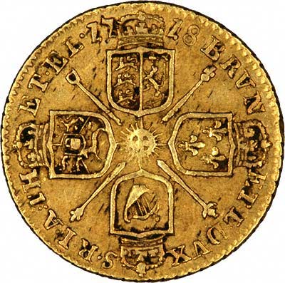 Cruciform Shields on Reverse of 1718 Quarter Guinea