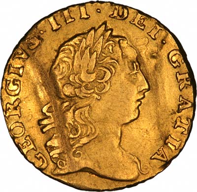 Obverse of 1762 George III Quarter Guinea