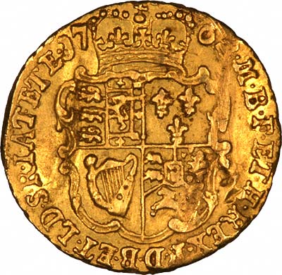 Crowned Shield on Reverse of 1762 George III Quarter Guinea
