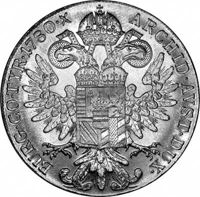 Reverse of 1780 Maria Theresa Thaler