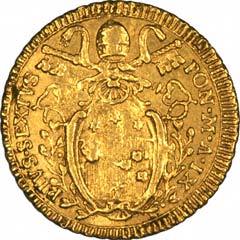 Reverse of 1783 Venice Gold Zecchino