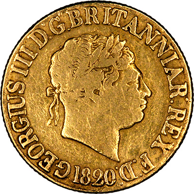 Obverse of 1820 George III Sovereign