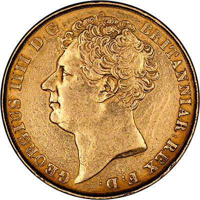 Obverse of 1823 Gold Two Pound Coin
