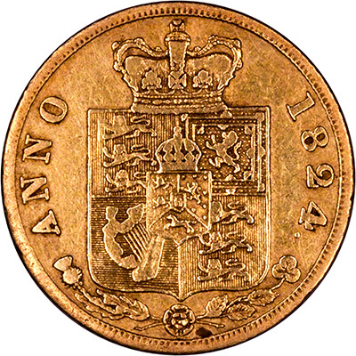 Reverse of 1824 Half Sovereign