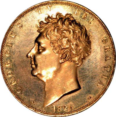 Obverse of 1826 Gold Proof Five Pound