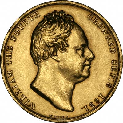 Obverse of 1831 William IV Coronation Gold Medallion