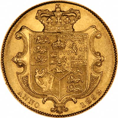 Reverse of 1832 William IV Gold Sovereign