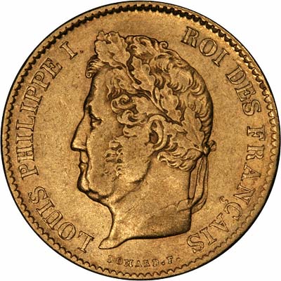 Louis Philippe on Obverse of 1834 French 40 Francs