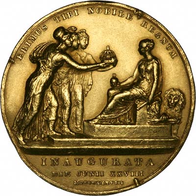Reverse of 1838 Victoria Coronation Gold Medallion