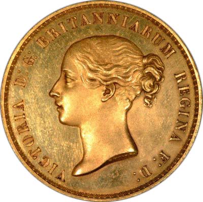 Obverse of 1839 Una & the Lion Gold Five Pound