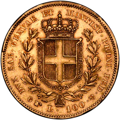 Reverse of 1840 100 Lire