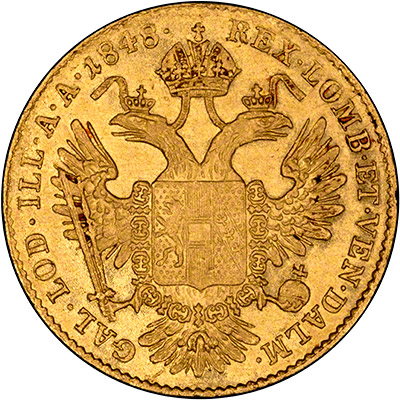 Reverse of 1848 Austrian One Ducat