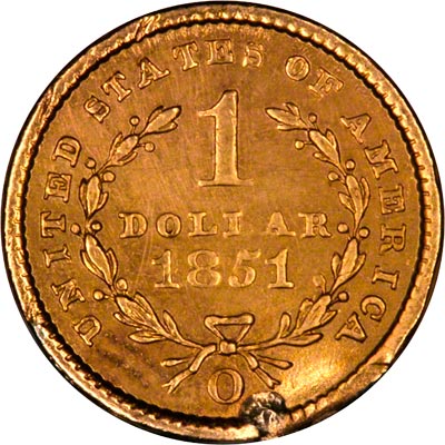 Reverse of 1851 One Dollar