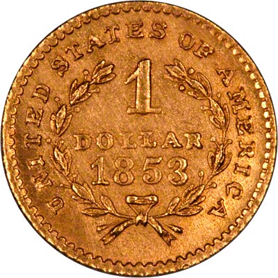 Reverse of 1853 One Dollar