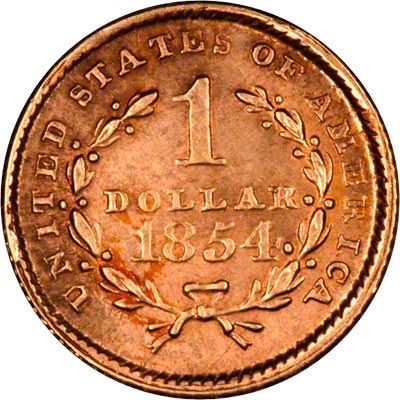 Reverse of 1854 One Dollar