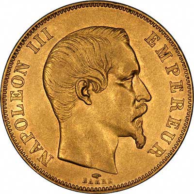 Napoleon III on a 50 Francs of 1857