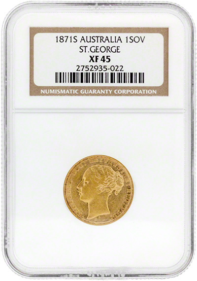 1871 Sydney Mint Sovereign Slabbed Coin Obverse