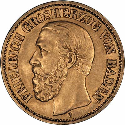 Obverse of 1872 German 10 Marks