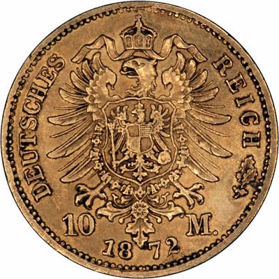 Reverse of 1872 German 10 Marks