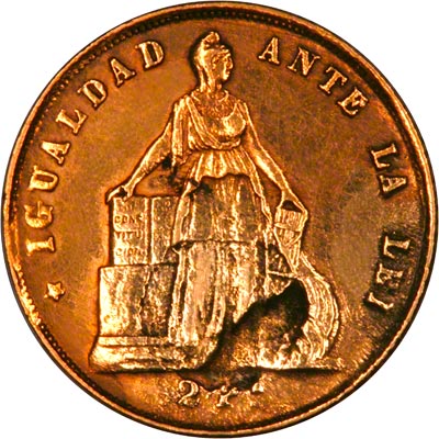 Reverse of 1873 Chile Two Pesos