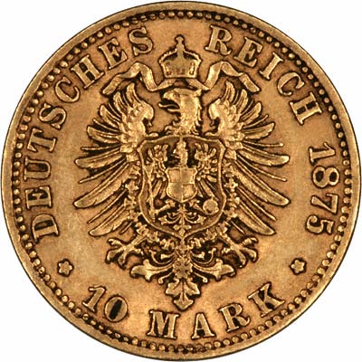 Reverse of 1875 German 10 Marks