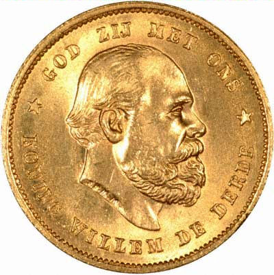Larger Stars on Obverse of Netherlands 10 Guilders from 1876