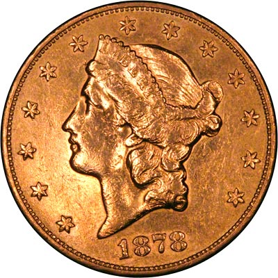 Obverse of 1878 American Gold Double Eagle