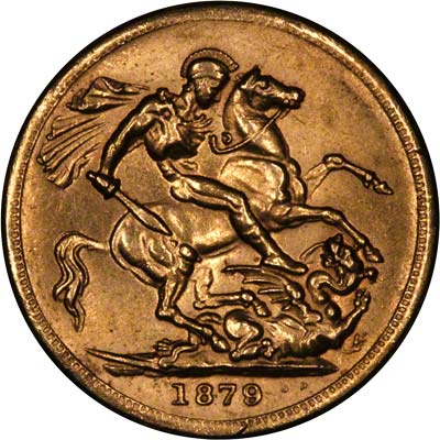 Reverse of Fake 1879 Victoria Young Head Double Sovereign