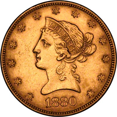 Obverse of 1880 American Gold Eagle