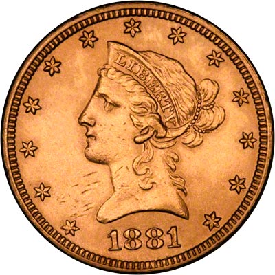 Obverse of 1881 American Gold Eagle