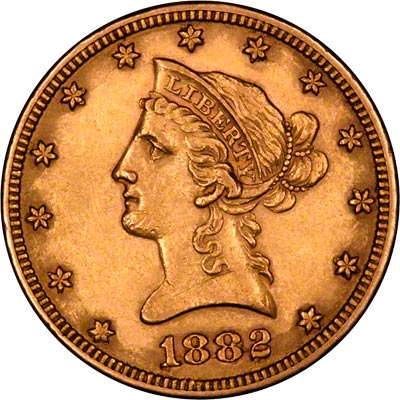 Obverse of 1882 American Gold Eagle