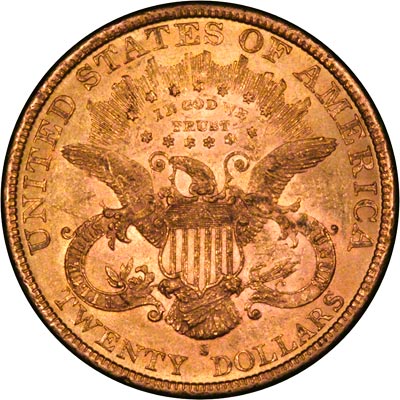 Reverse of 1884 American Gold Double Eagle