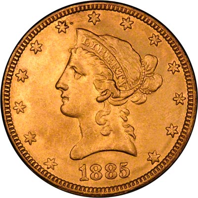 Obverse of 1885 American Gold Eagle
