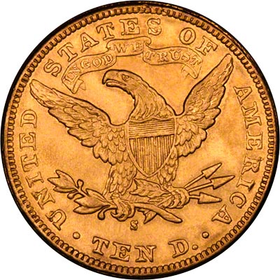 Reverse of 1885 American Gold Eagle