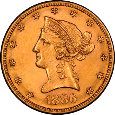 Obverse of 1886 American Gold Eagle