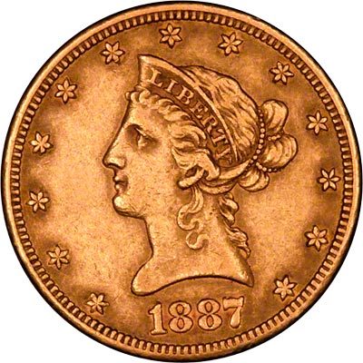 Obverse of 1887 American Gold Eagle