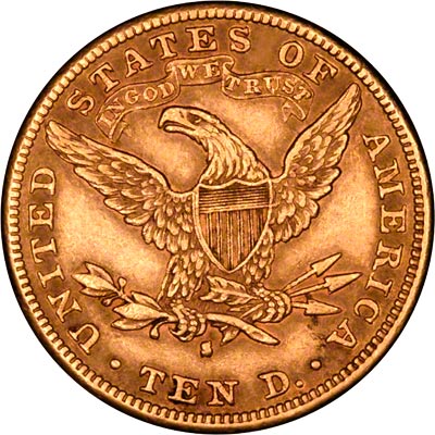 Reverse of 1887 American Gold Eagle