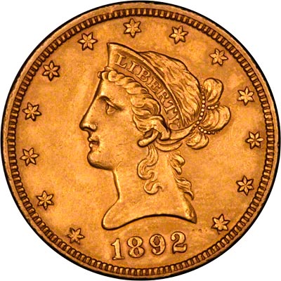 Obverse of 1892 American Gold Eagle