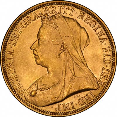 Obverse of 1893 Gold Two Pounds