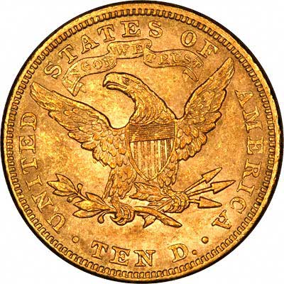 Reverse of 1894 USA Gold Ten Dollar Eagle Coin