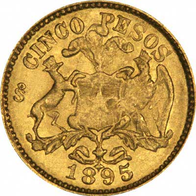 Reverse of 1895 Chile Ten Pesos