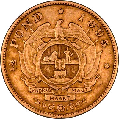 Reverse of 1895 South African Half Pond