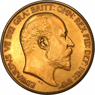 Obverse of 1902 Matt Proof Gold Five Pound Coin