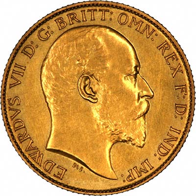 Obverse of 1902 Edward VII Matt Proof Half Sovereign