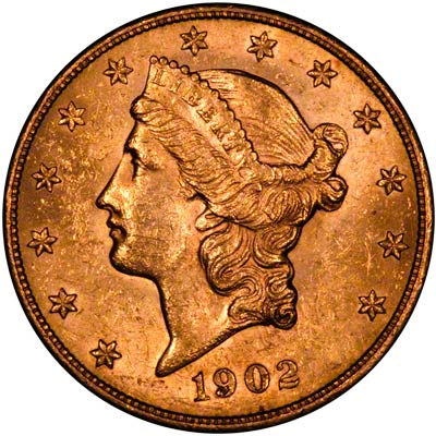 Obverse of 1902 American Gold Double Eagle