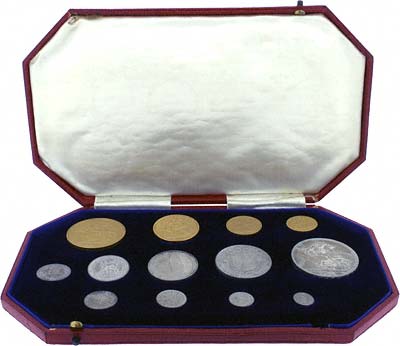 1902 Edward VII Coronation 13 Coin Gold & Silver Proof Coin Set in Official Box