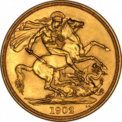 Reverse of 1902 Matt Proof Double Sovereign